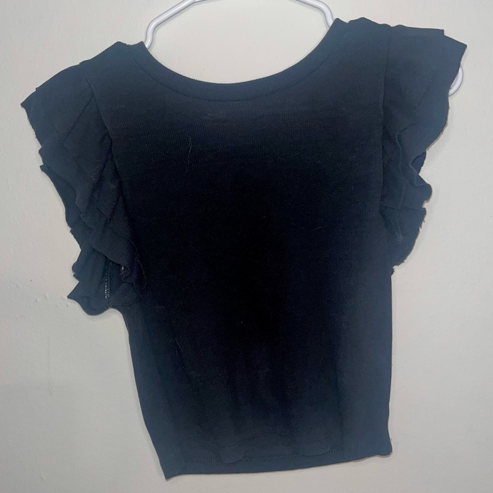 ZARA black shirt with ruffle sleeves
